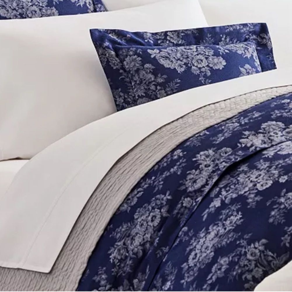 Lauren Ralph Lauren Mya Floral Duvet Cover, Navy, New, Size Queen - Picture 4 of 7